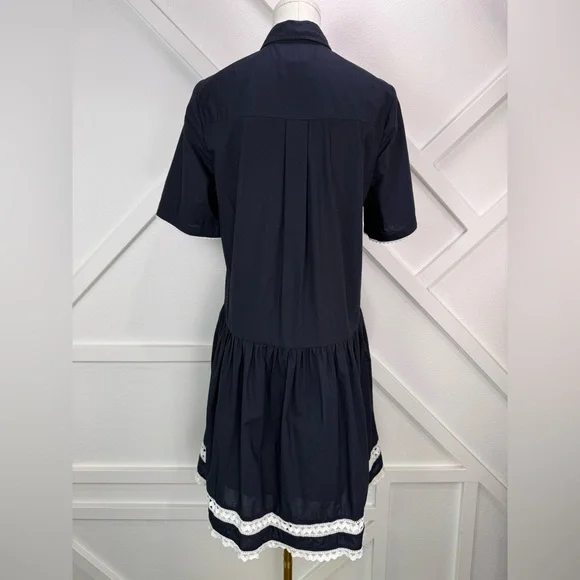 Kate Spade Broome Street Black Cotton Lace Trim Shirt Dress Size Small - Picture 5 of 10
